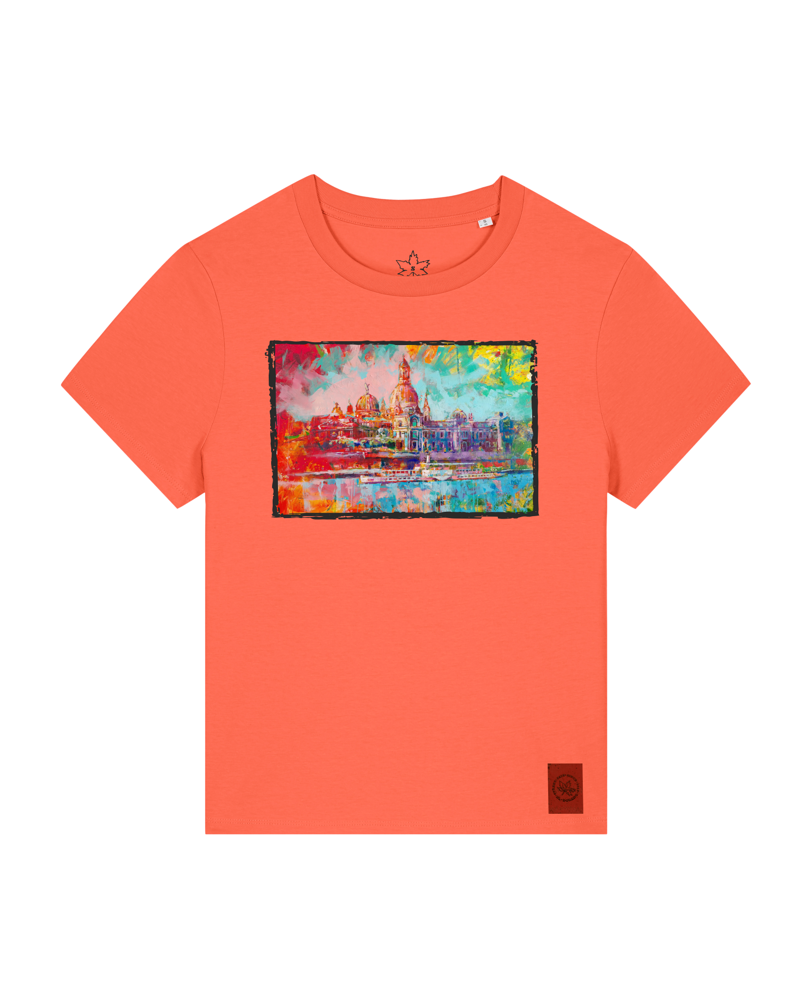 bio-female-medium fit-tshirt-dresden-sttw172-mandarine-front