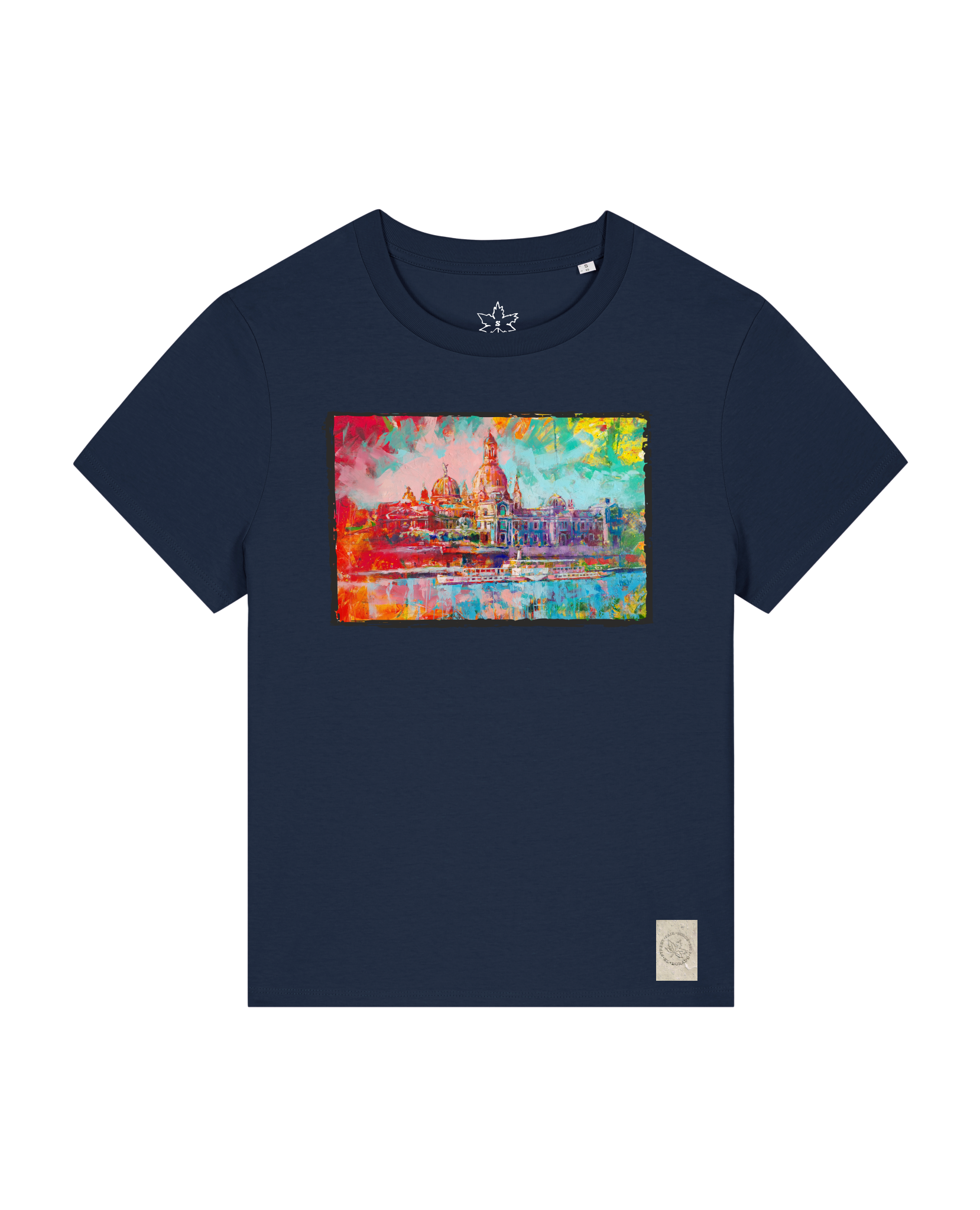 bio-female-medium fit-tshirt-dresden-sttw172-marine-front