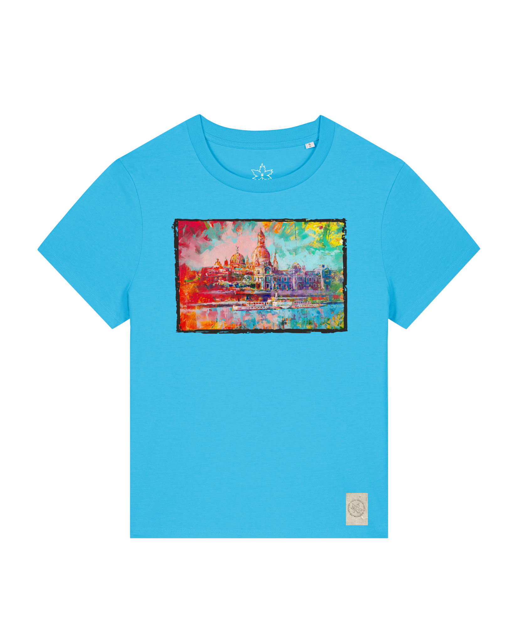 bio-female-medium fit-tshirt-dresden-sttw172-wasserblau-front