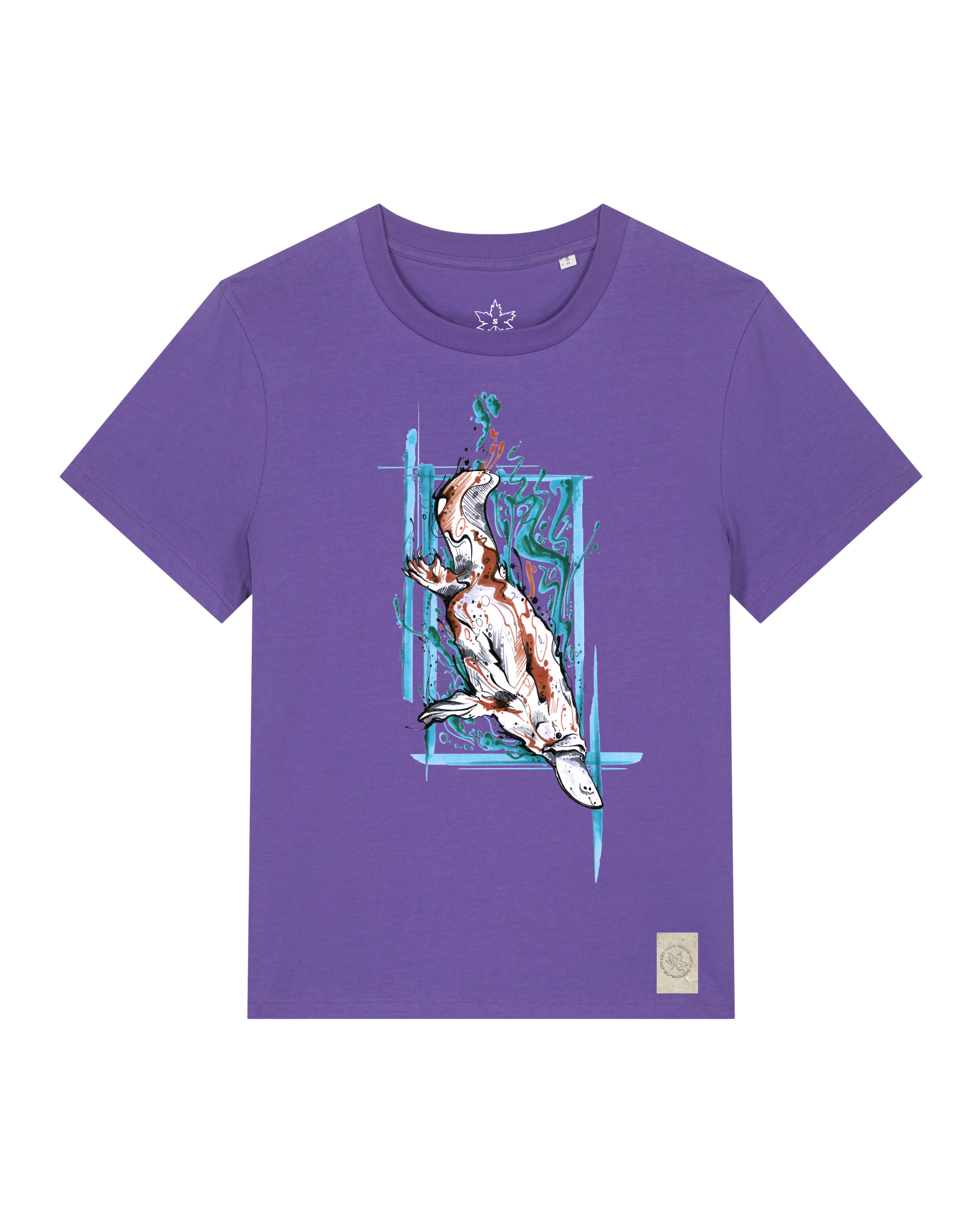 bio-female-medium fit-tshirt-duckbilly platy-sttw172-blaukraut-front