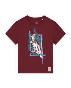 bio-female-medium fit-tshirt-duckbilly platy-sttw172-burgunder rot-front