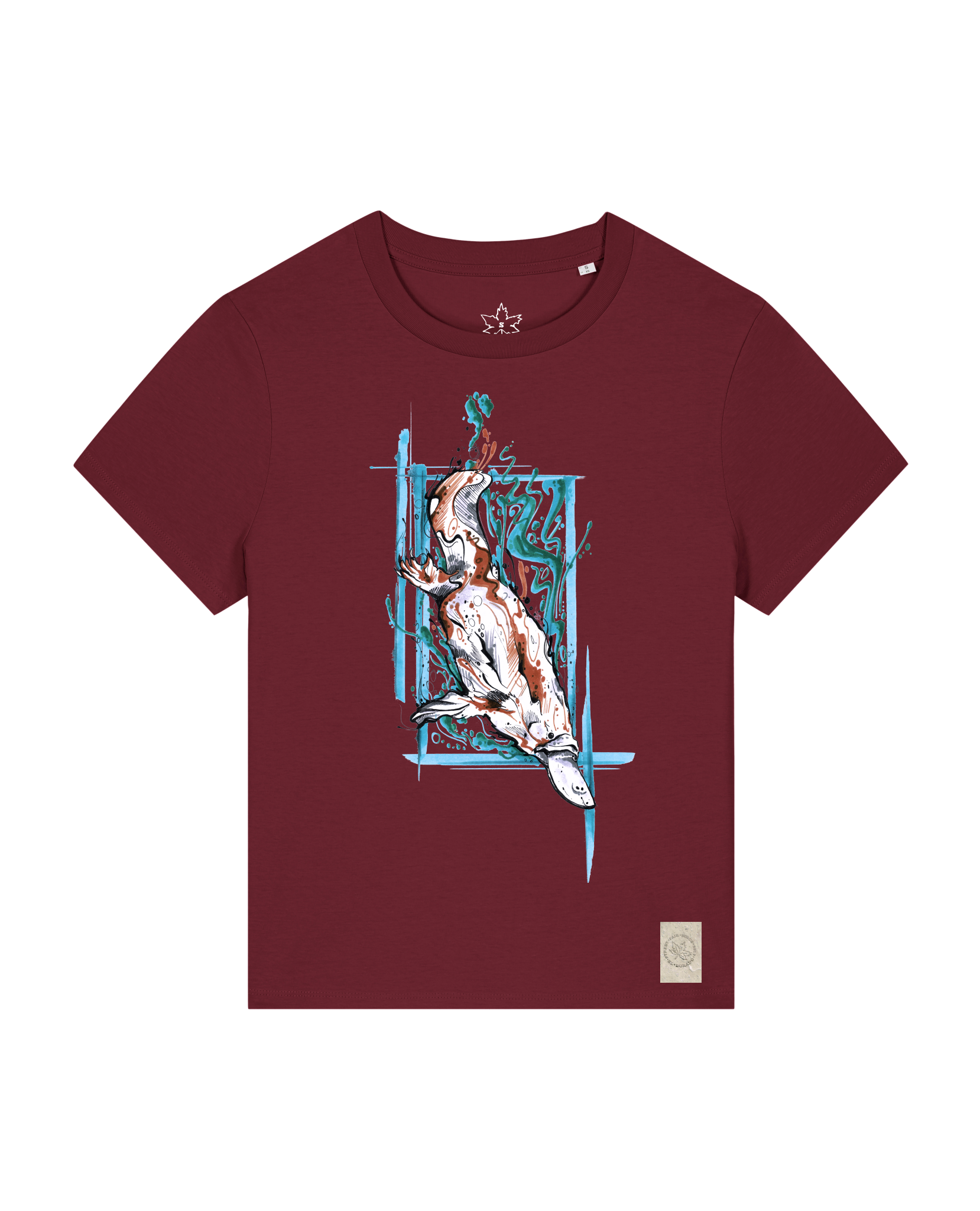 bio-female-medium fit-tshirt-duckbilly platy-sttw172-burgunder rot-front