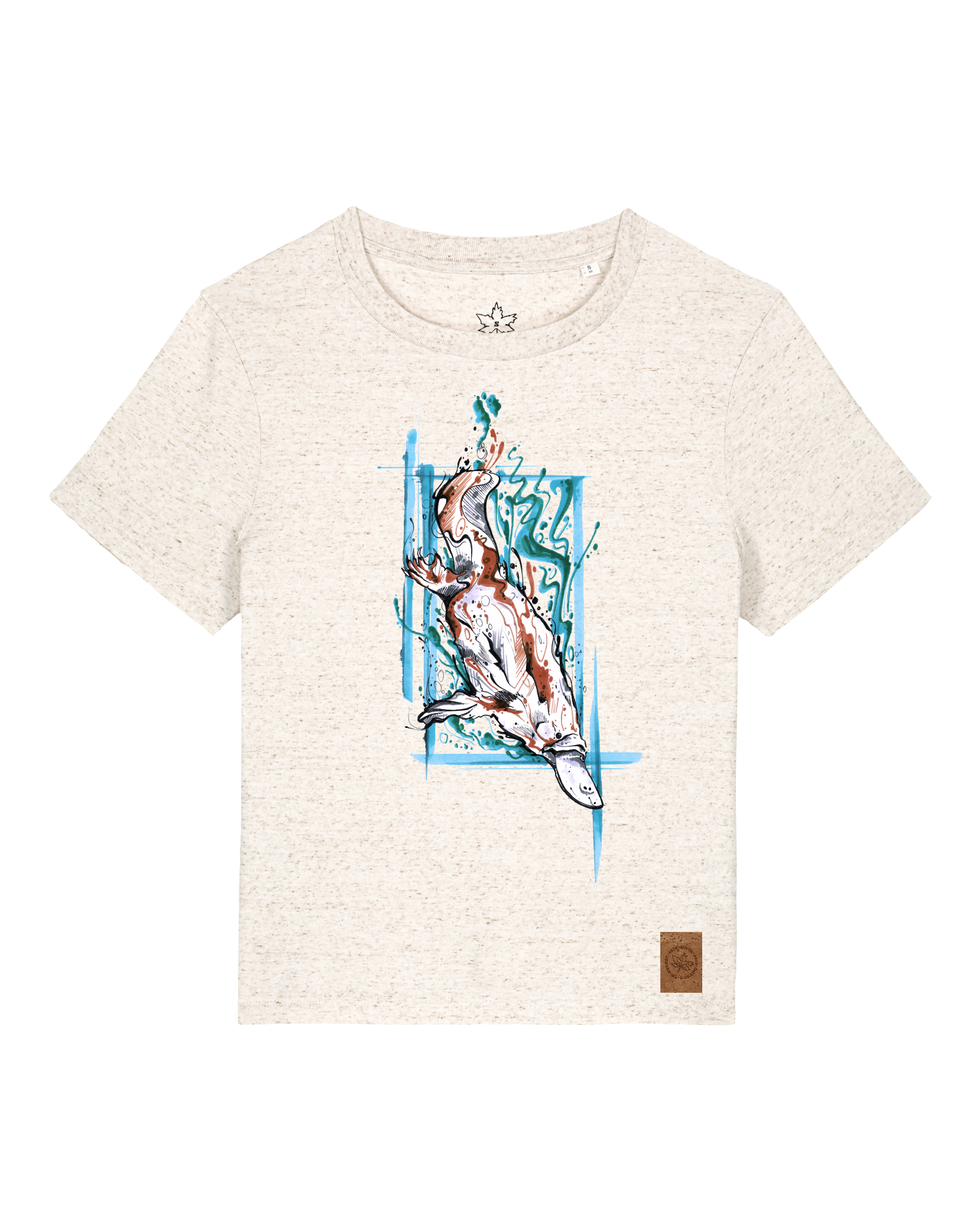 bio-female-medium fit-tshirt-duckbilly platy-sttw172-elbsandstein-front