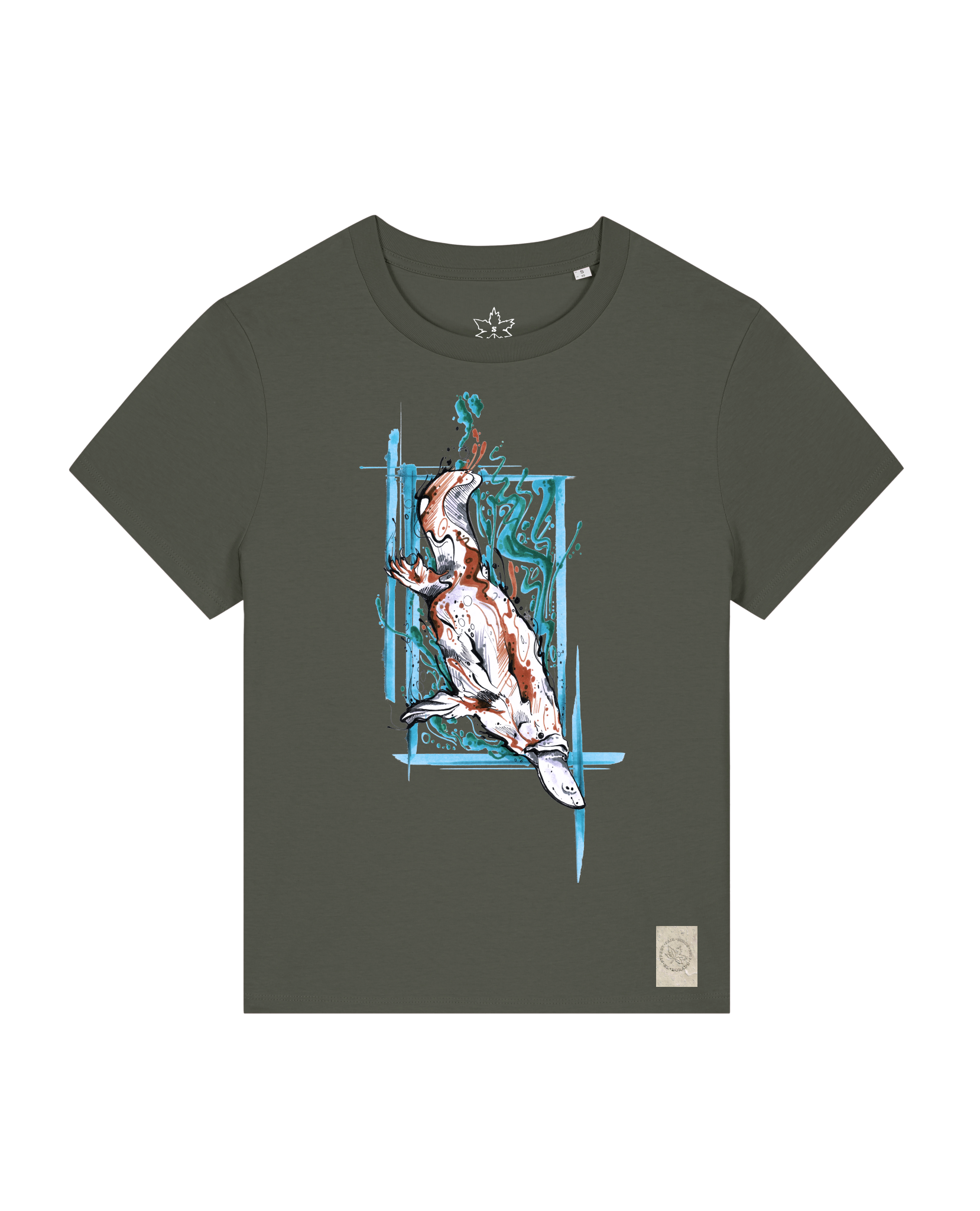 bio-female-medium fit-tshirt-duckbilly platy-sttw172-grunkohl-front