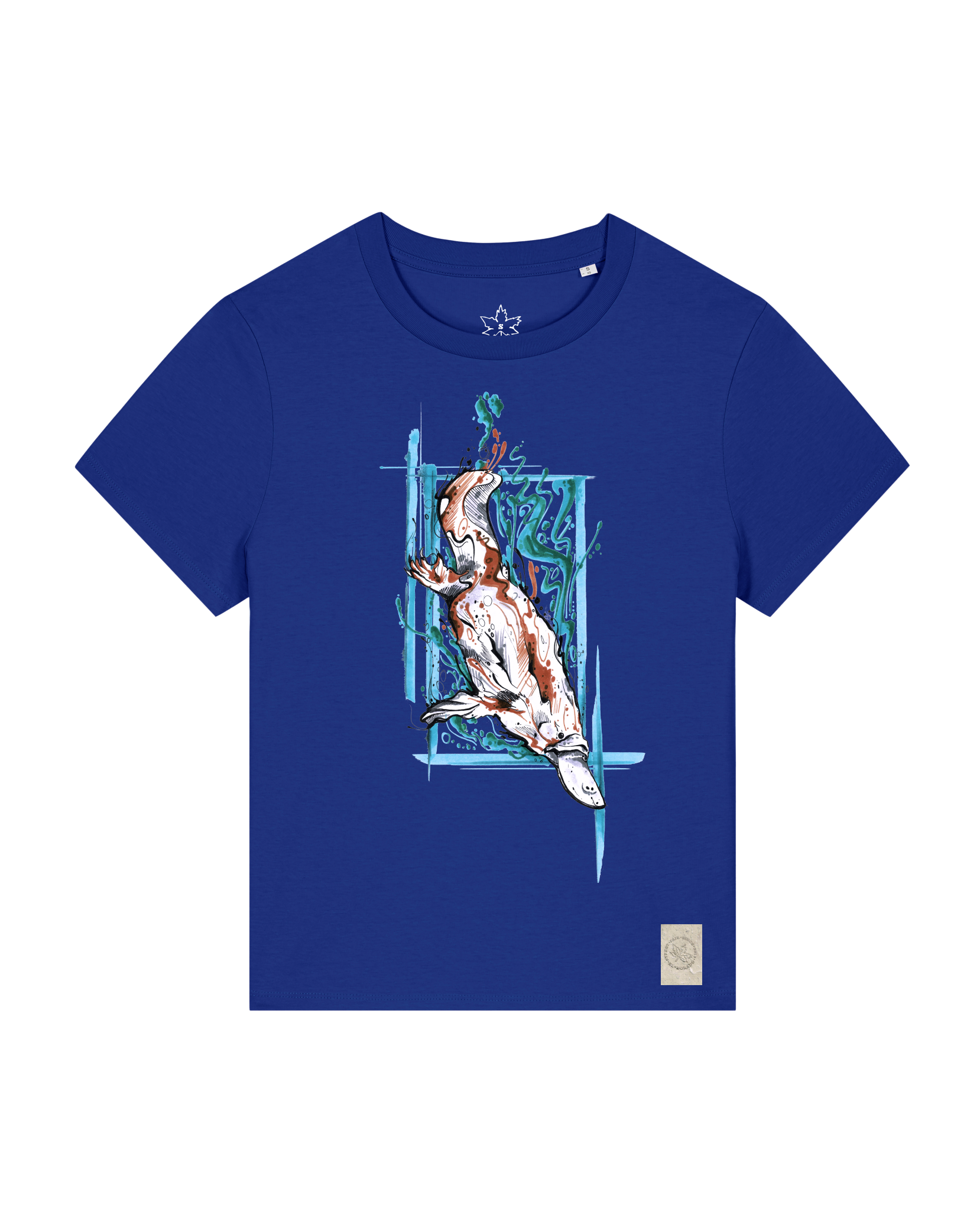 bio-female-medium fit-tshirt-duckbilly platy-sttw172-kornblume-front