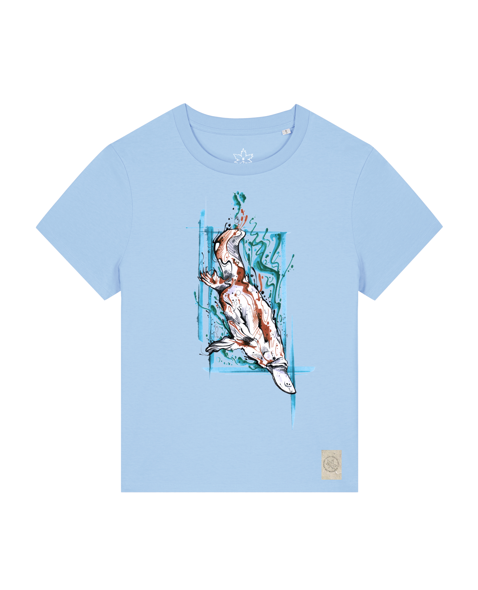 bio-female-medium fit-tshirt-duckbilly platy-sttw172-lagune-front