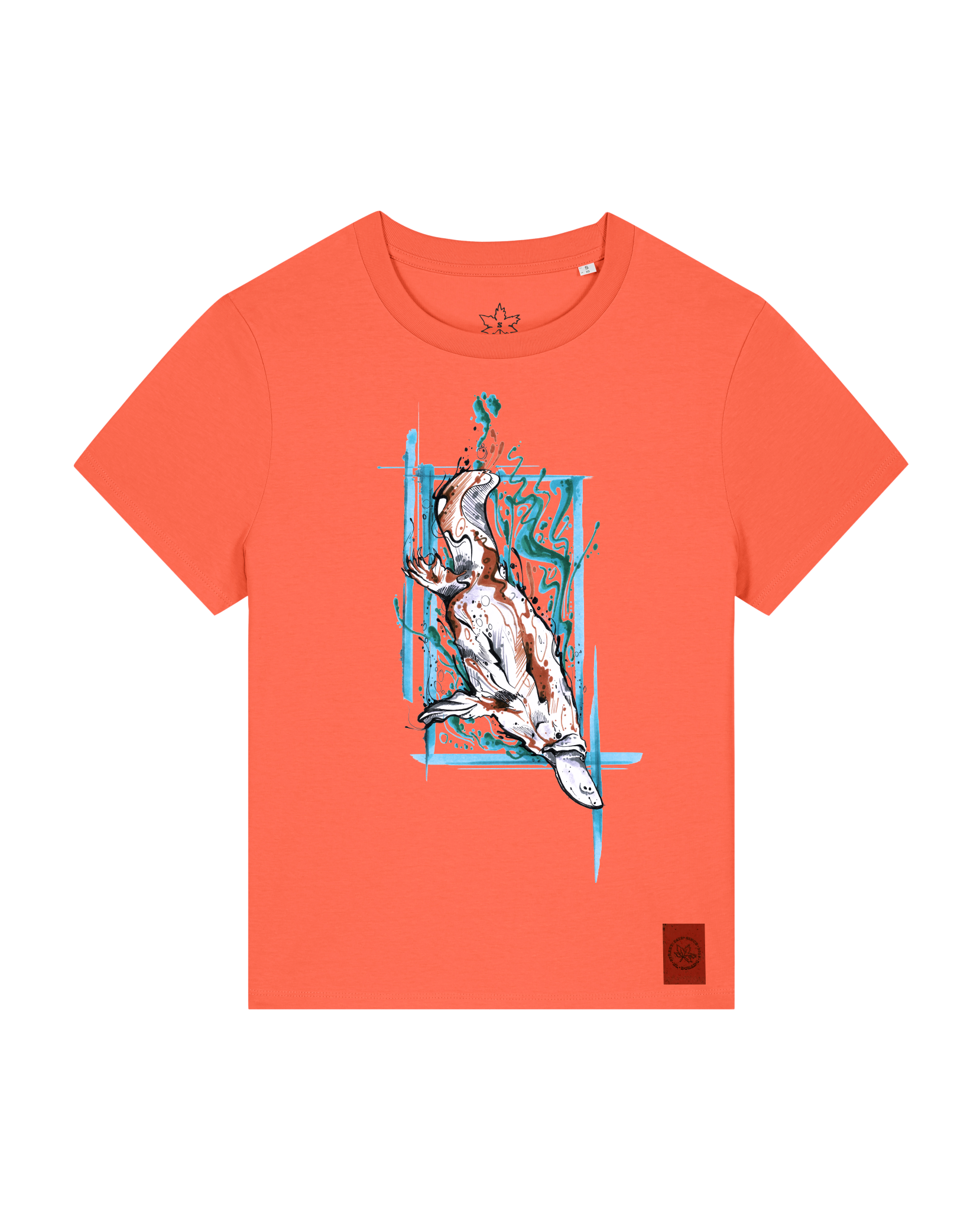 bio-female-medium fit-tshirt-duckbilly platy-sttw172-mandarine-front