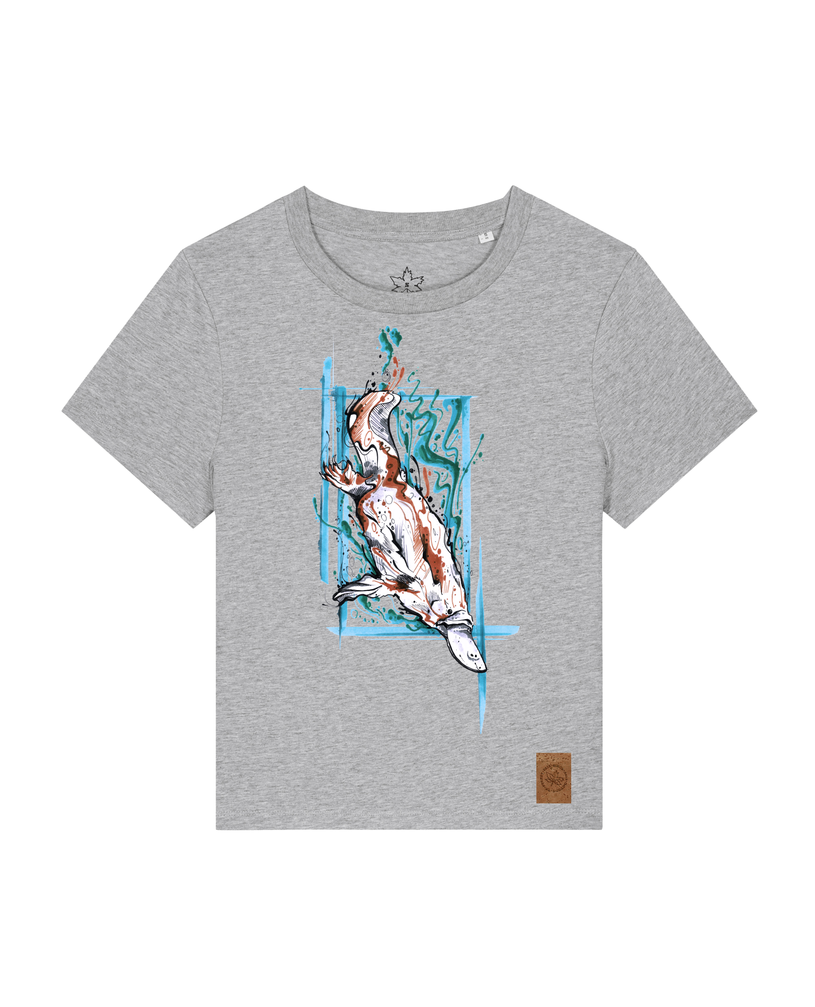 bio-female-medium fit-tshirt-duckbilly platy-sttw172-mausgrau-front