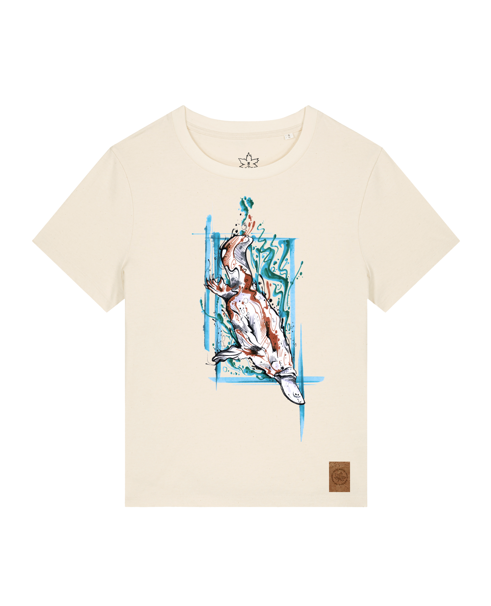 bio-female-medium fit-tshirt-duckbilly platy-sttw172-natur-front