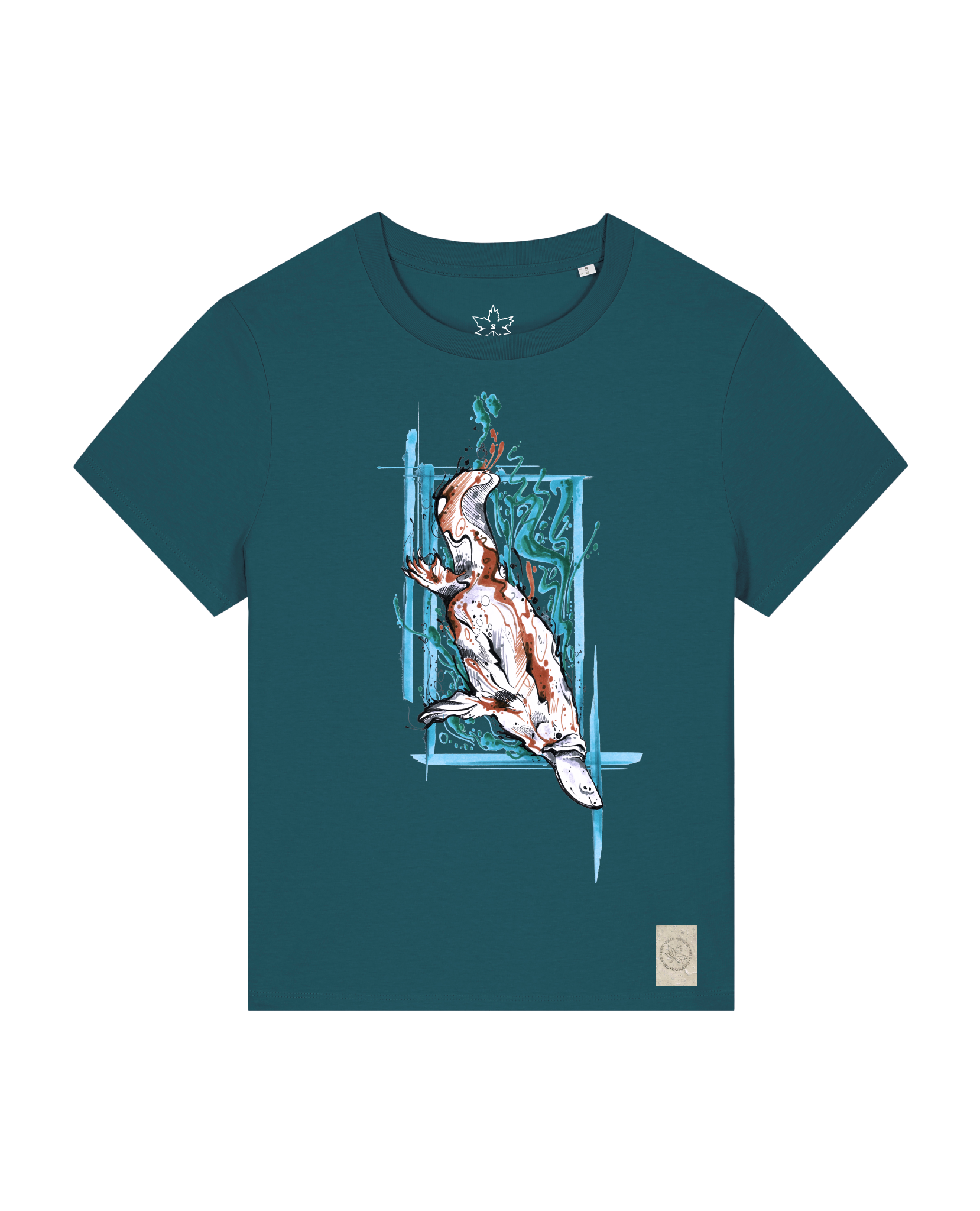 bio-female-medium fit-tshirt-duckbilly platy-sttw172-nordmanntanne-front