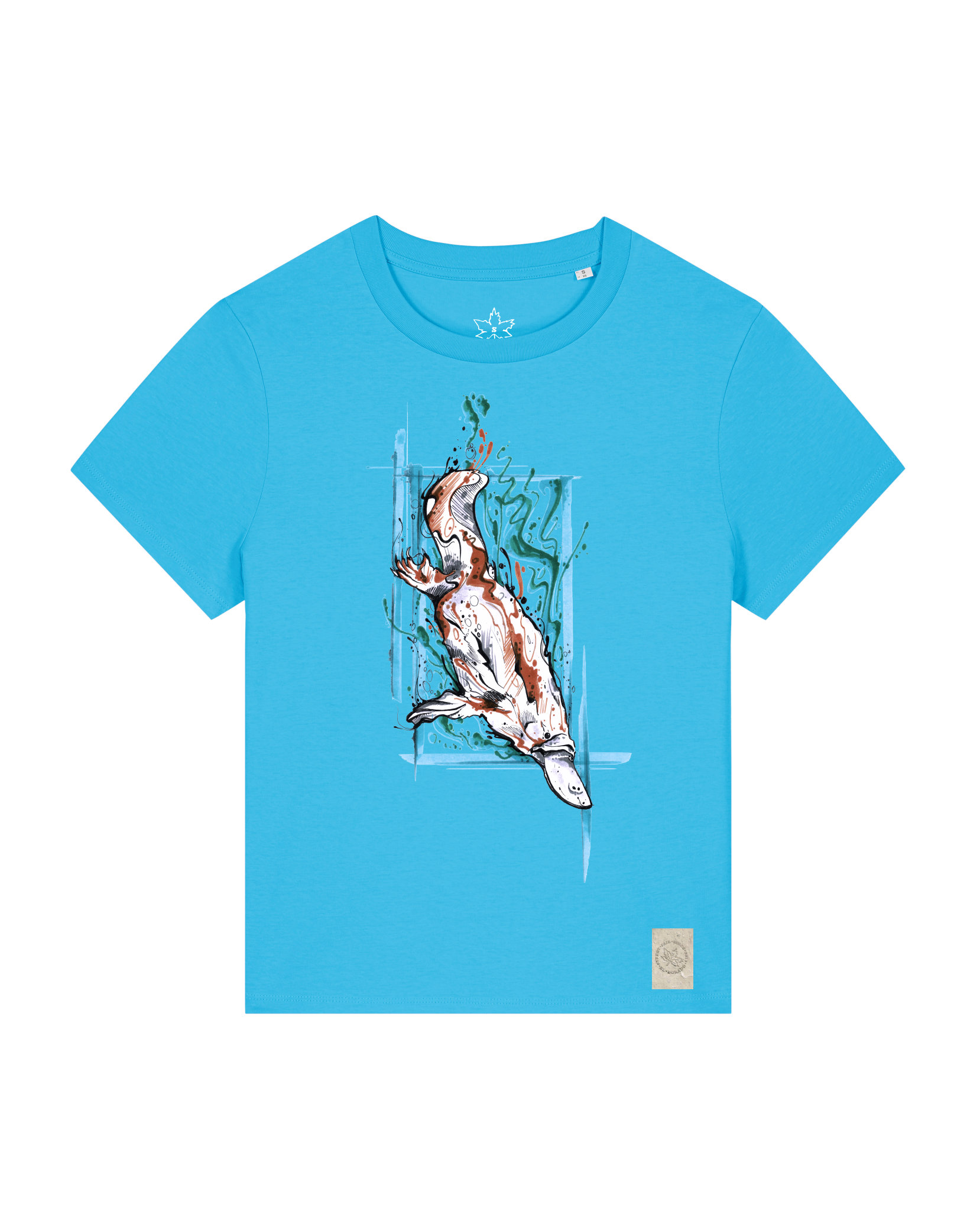 bio-female-medium fit-tshirt-duckbilly platy-sttw172-wasserblau-front