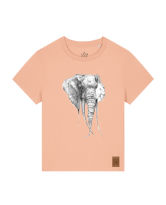 bio-female-medium fit-tshirt-elefant-sttw172-agyptische keramik-front
