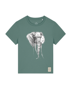 bio-female-medium fit-tshirt-elefant-sttw172-blautanne-front
