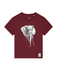 bio-female-medium fit-tshirt-elefant-sttw172-burgunder rot-front