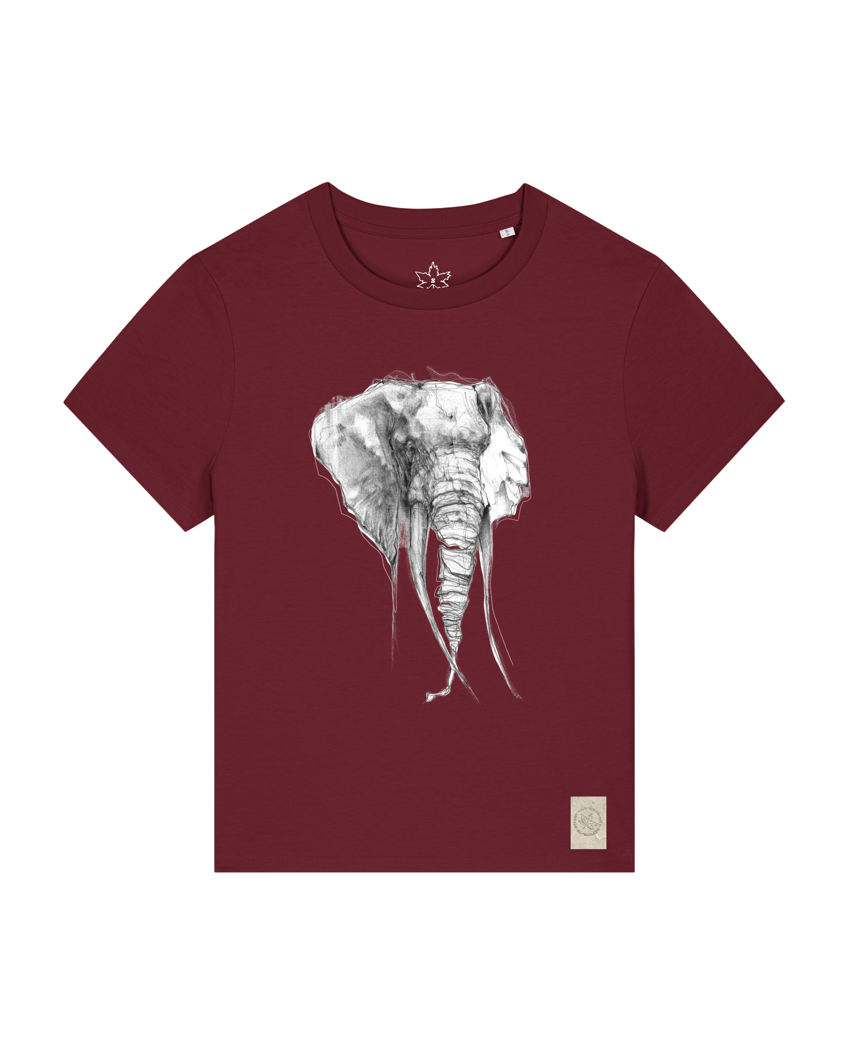 bio-female-medium fit-tshirt-elefant-sttw172-burgunder rot-front