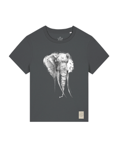 bio-female-medium fit-tshirt-elefant-sttw172-eisen-front