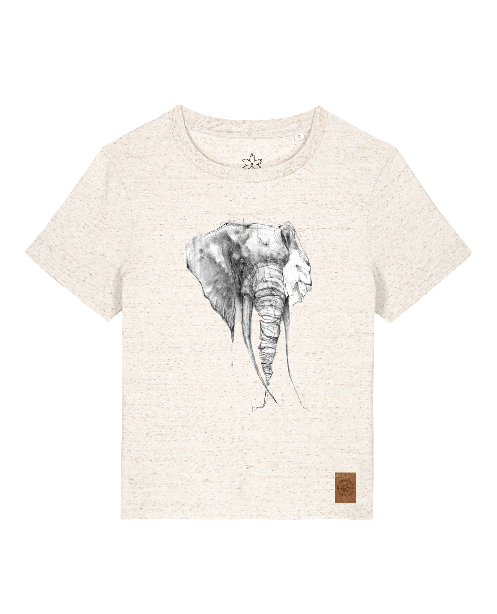 bio-female-medium fit-tshirt-elefant-sttw172-elbsandstein-front