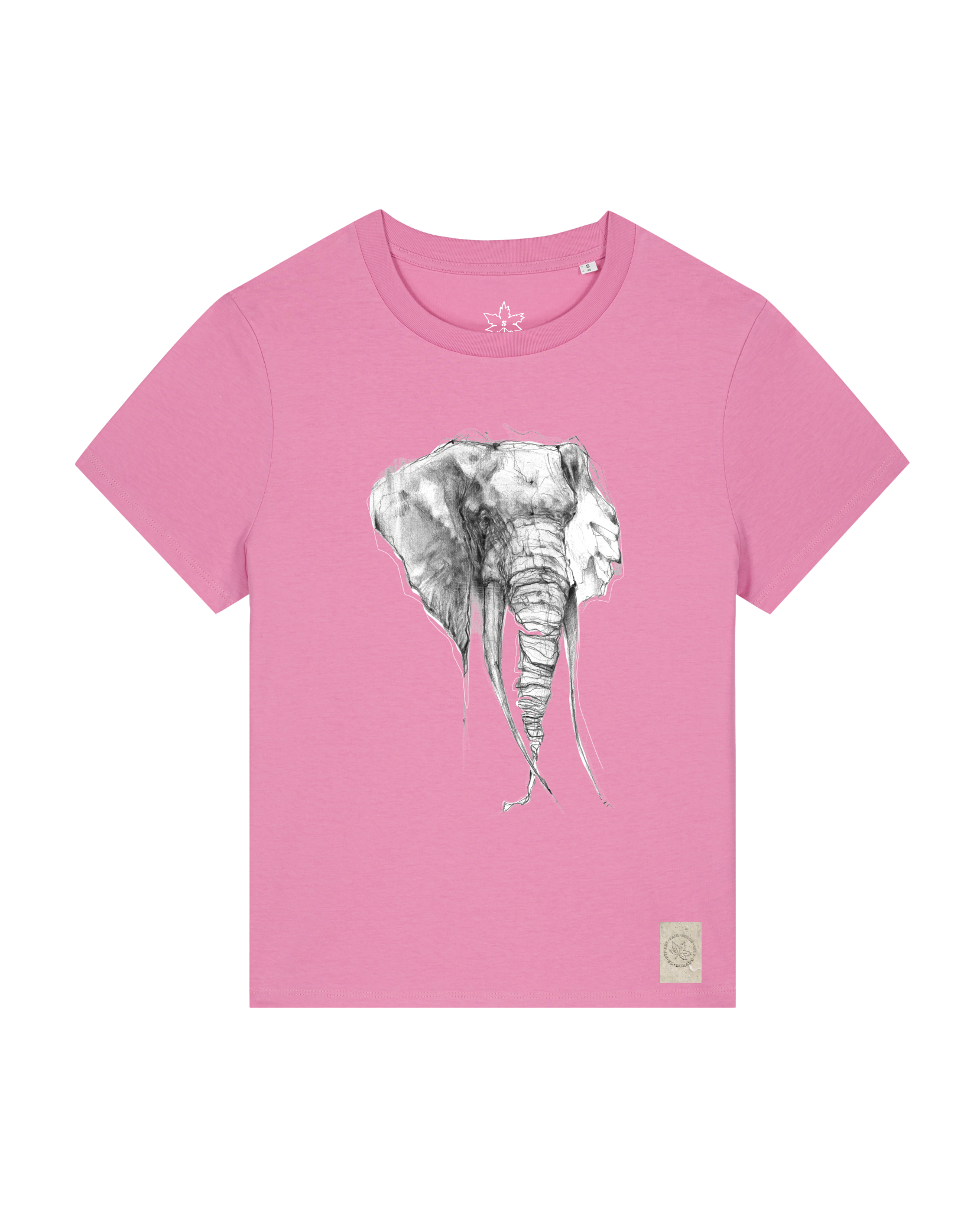 bio-female-medium fit-tshirt-elefant-sttw172-kaugummi-front