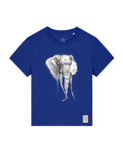 bio-female-medium fit-tshirt-elefant-sttw172-kornblume-front