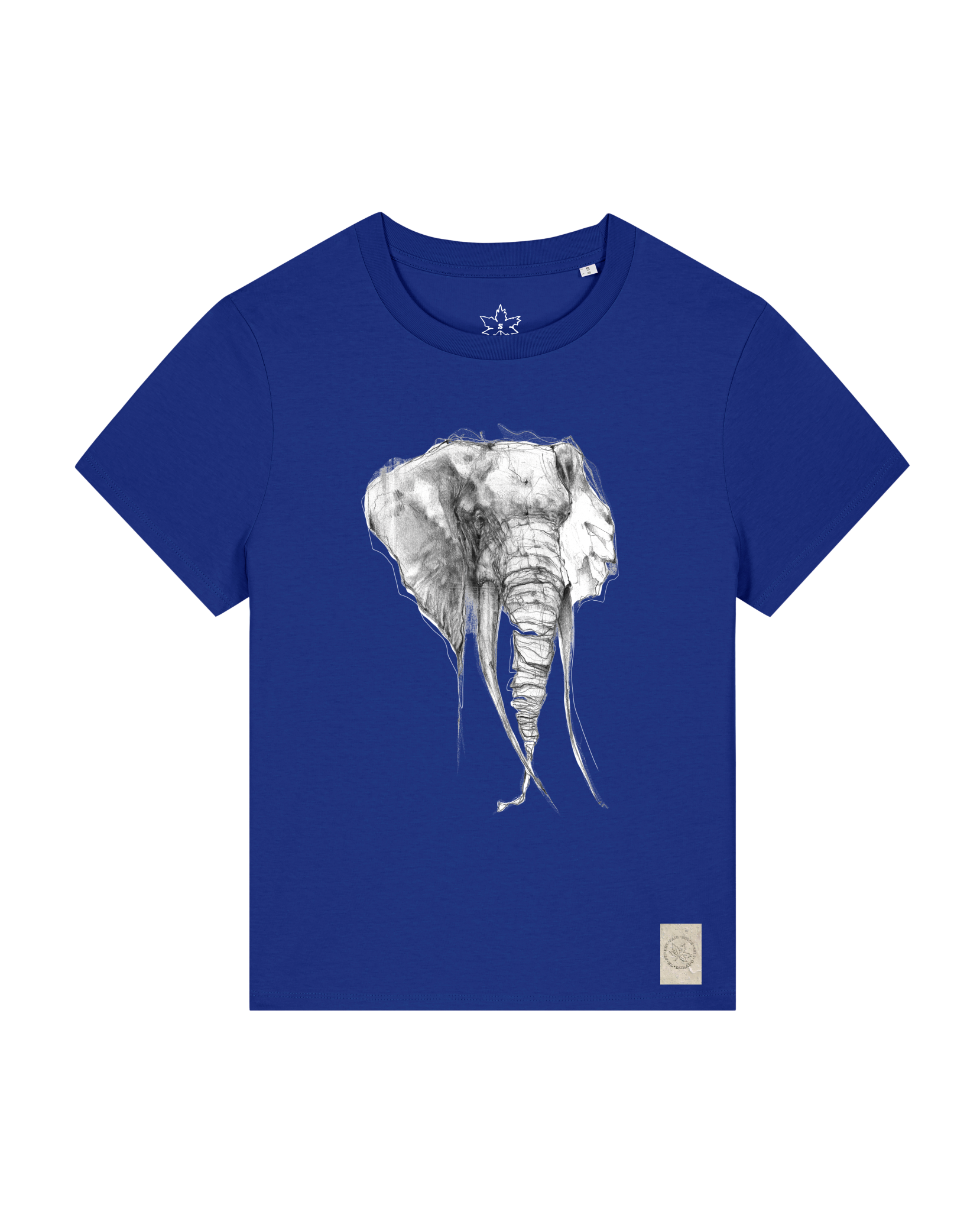 bio-female-medium fit-tshirt-elefant-sttw172-kornblume-front
