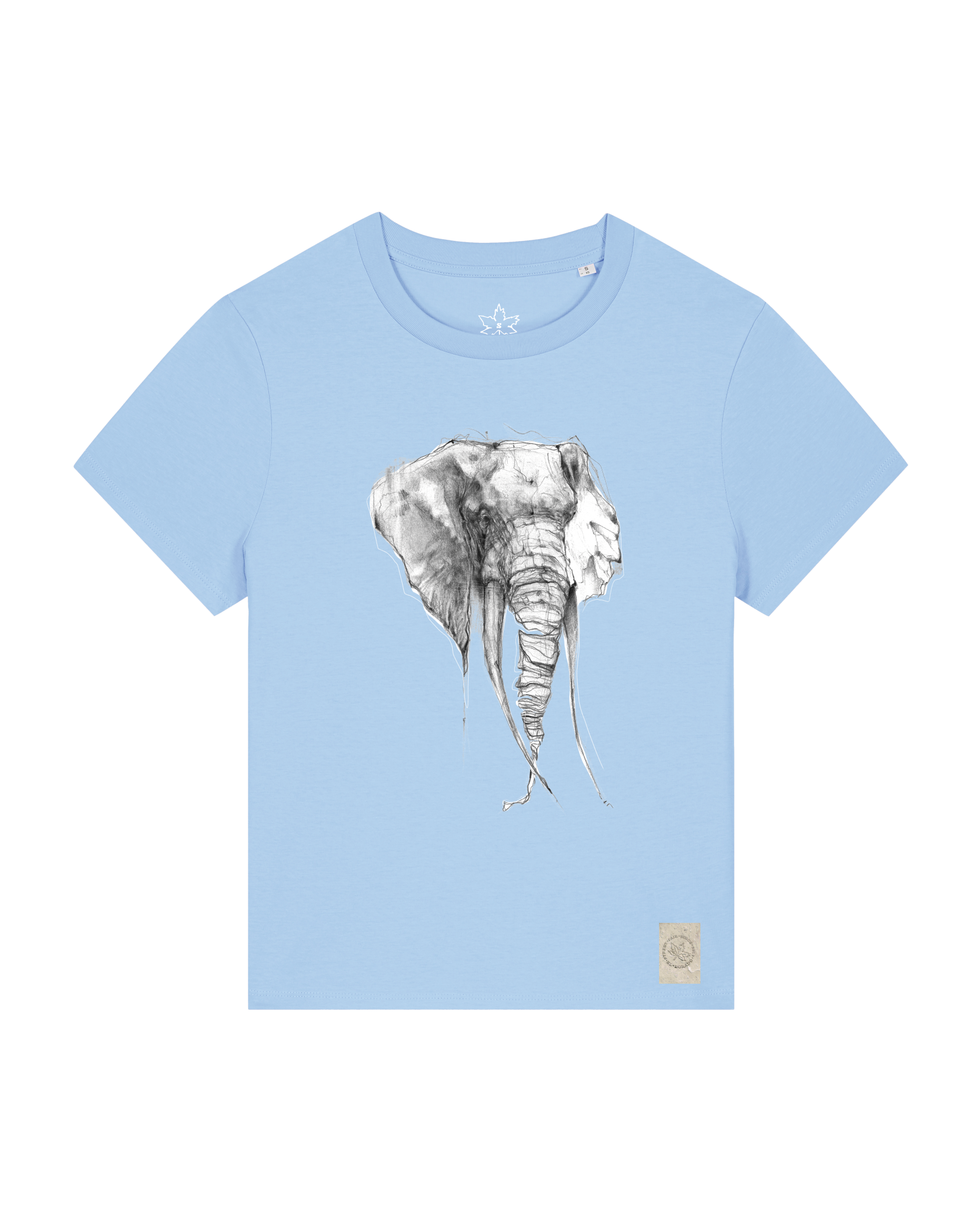 bio-female-medium fit-tshirt-elefant-sttw172-lagune-front