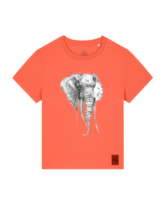 bio-female-medium fit-tshirt-elefant-sttw172-mandarine-front
