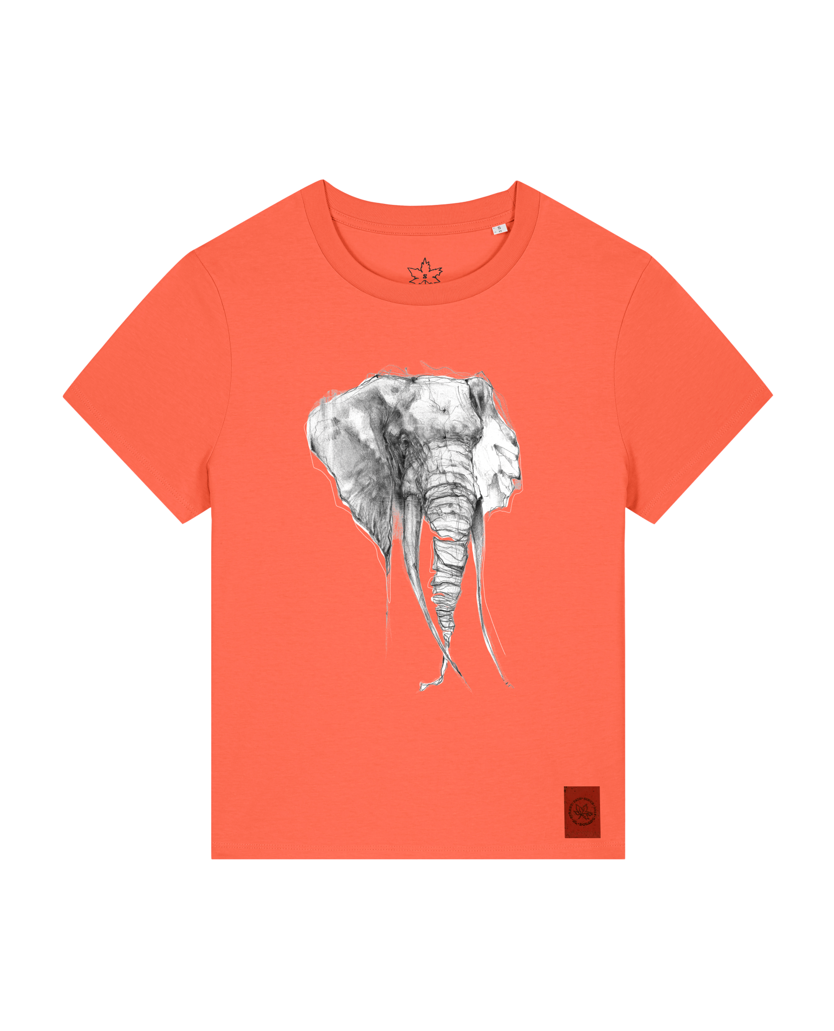 bio-female-medium fit-tshirt-elefant-sttw172-mandarine-front