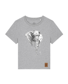 bio-female-medium fit-tshirt-elefant-sttw172-mausgrau-front