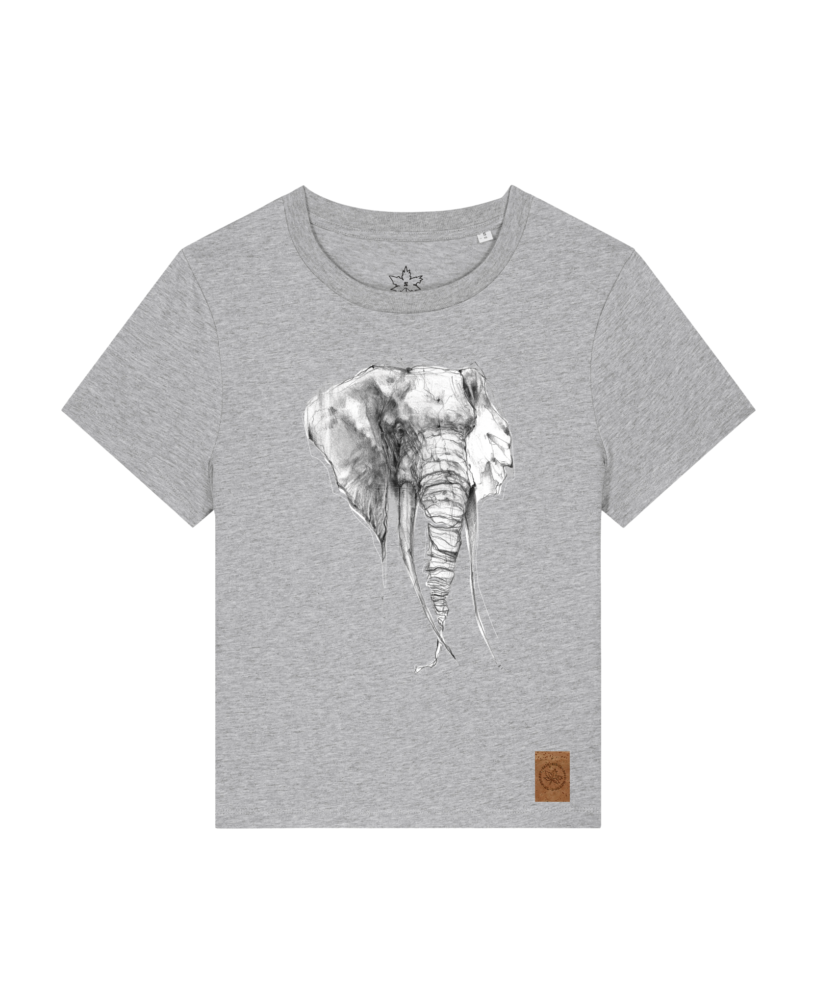 bio-female-medium fit-tshirt-elefant-sttw172-mausgrau-front