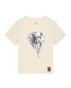 bio-female-medium fit-tshirt-elefant-sttw172-natur-front