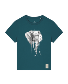 bio-female-medium fit-tshirt-elefant-sttw172-nordmanntanne-front