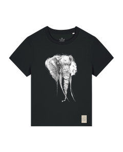 bio-female-medium fit-tshirt-elefant-sttw172-schwarz-front