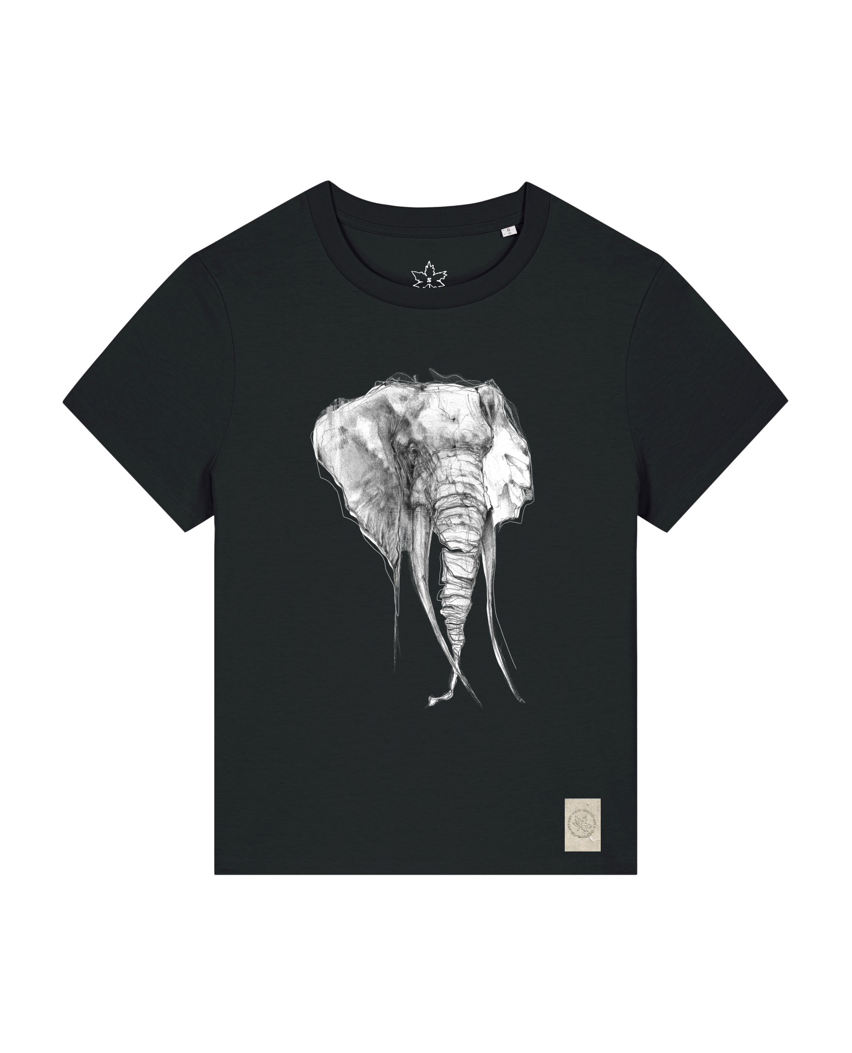 bio-female-medium fit-tshirt-elefant-sttw172-schwarz-front
