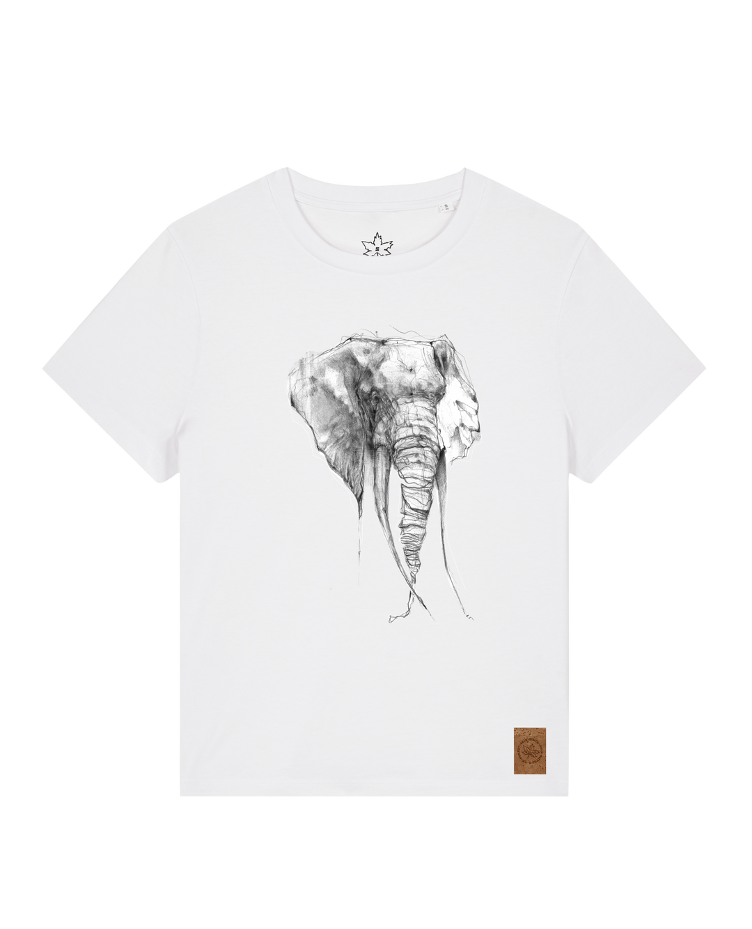 bio-female-medium fit-tshirt-elefant-sttw172-weiß-front
