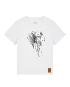 bio-female-medium fit-tshirt-elefant-sttw172-weiß-front