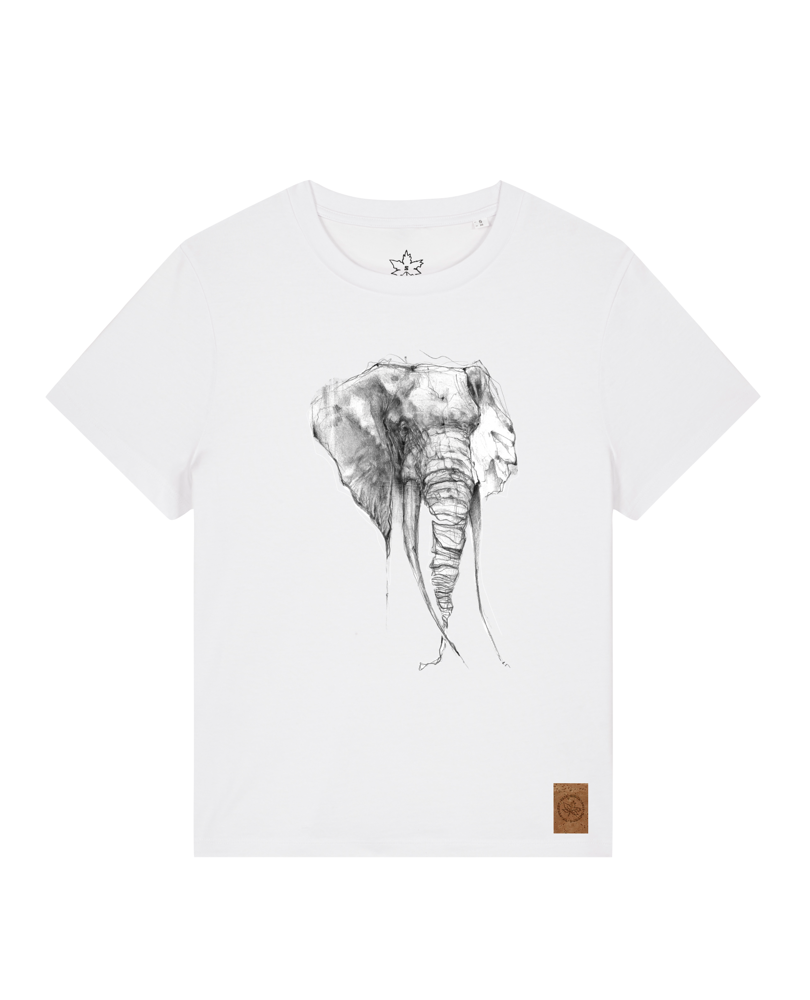 bio-female-medium fit-tshirt-elefant-sttw172-weiß-front
