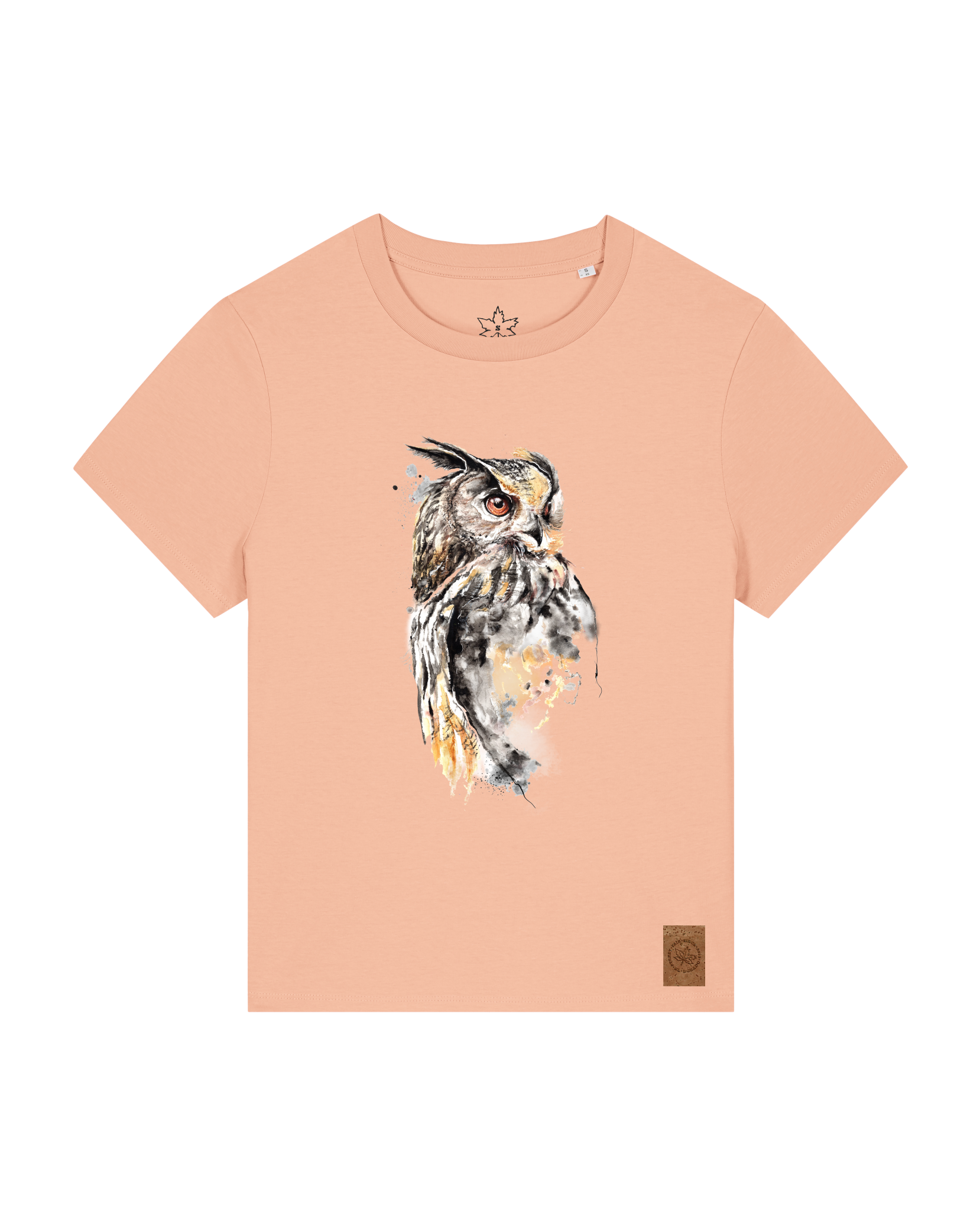 bio-female-medium fit-tshirt-eule-sttw172-agyptische keramik-front