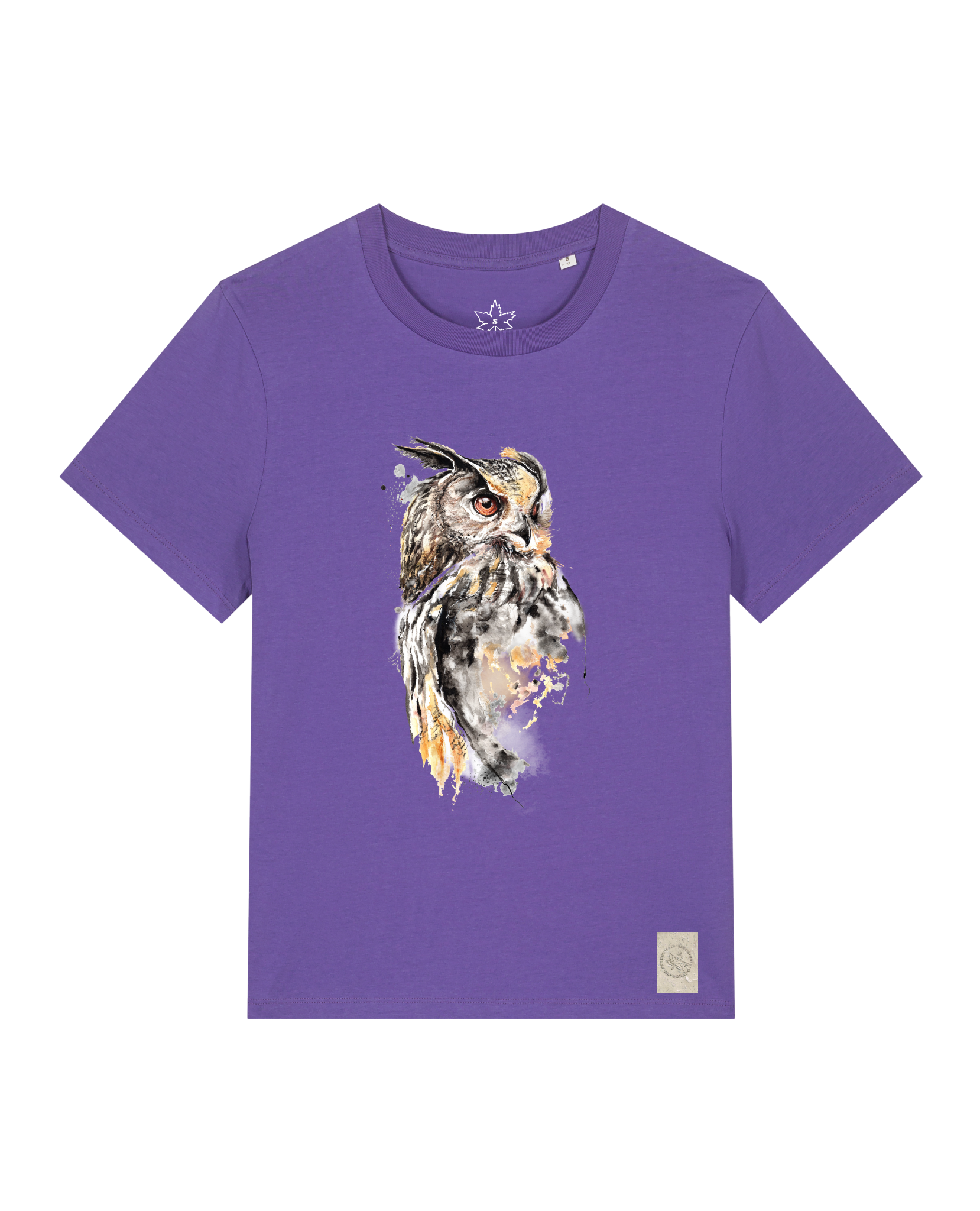 bio-female-medium fit-tshirt-eule-sttw172-blaukraut-front