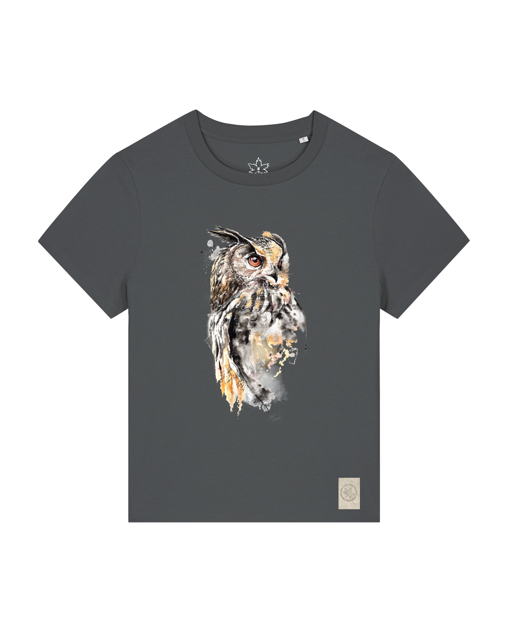 bio-female-medium fit-tshirt-eule-sttw172-eisen-front