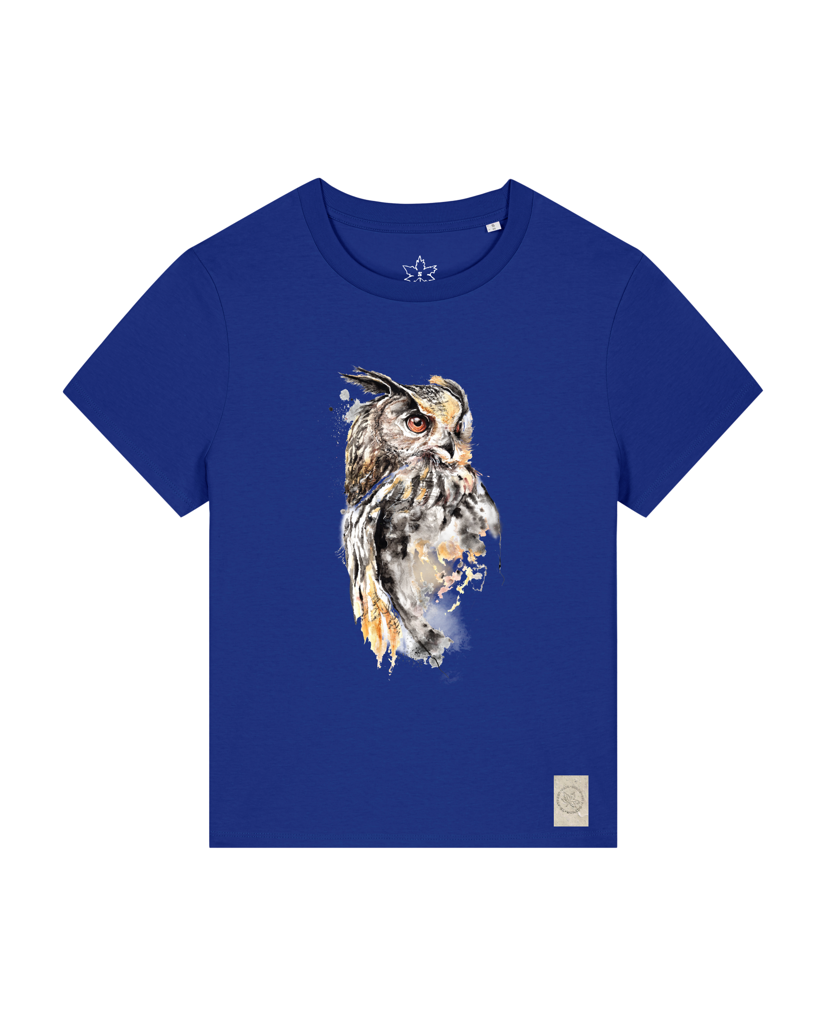 bio-female-medium fit-tshirt-eule-sttw172-kornblume-front