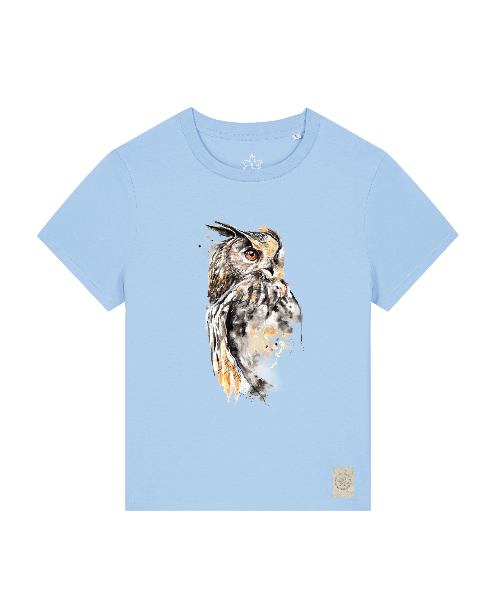 bio-female-medium fit-tshirt-eule-sttw172-lagune-front