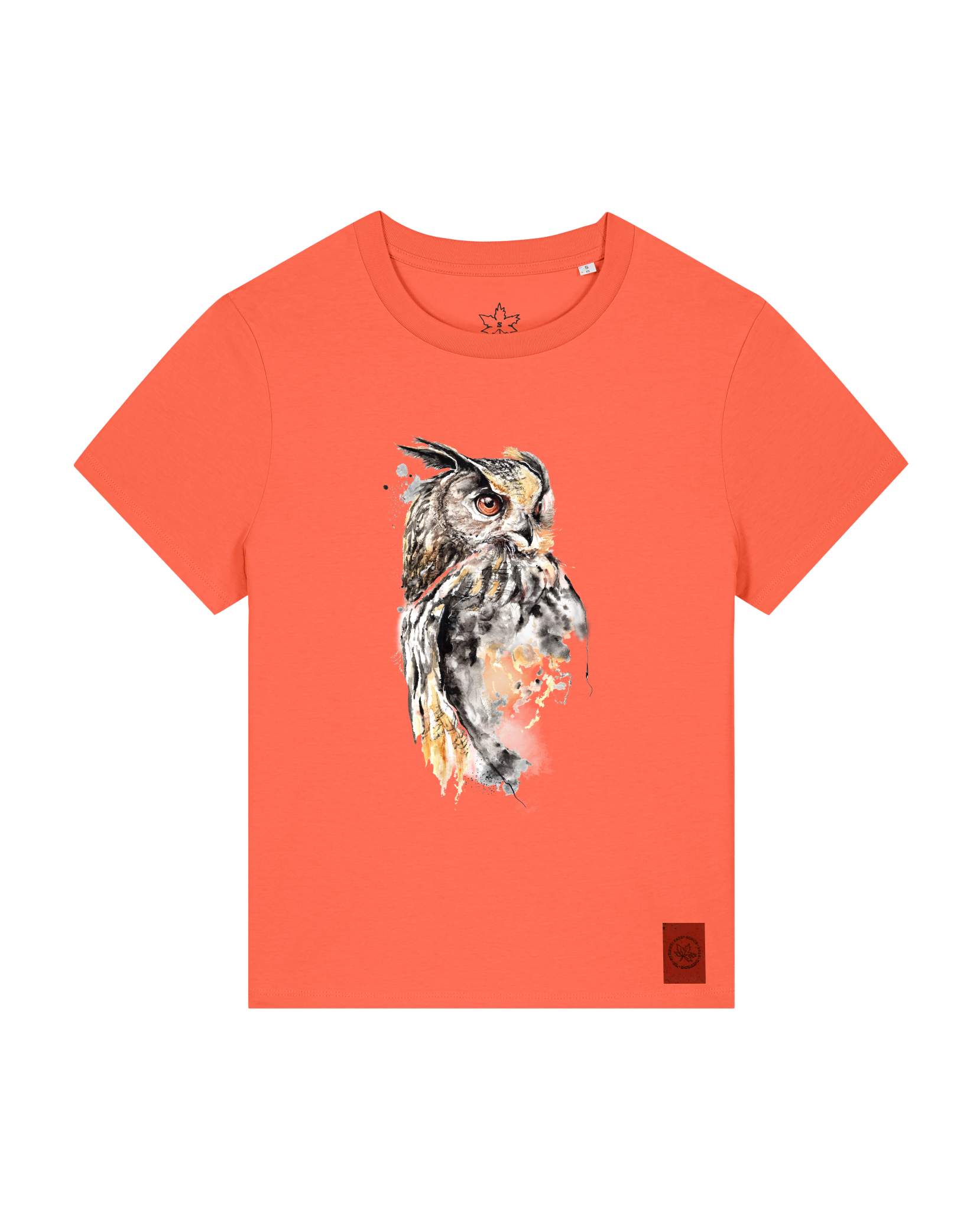 bio-female-medium fit-tshirt-eule-sttw172-mandarine-front