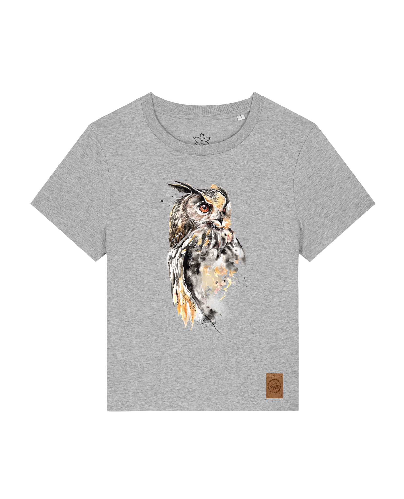 bio-female-medium fit-tshirt-eule-sttw172-mausgrau-front