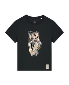 bio-female-medium fit-tshirt-eule-sttw172-schwarz-front
