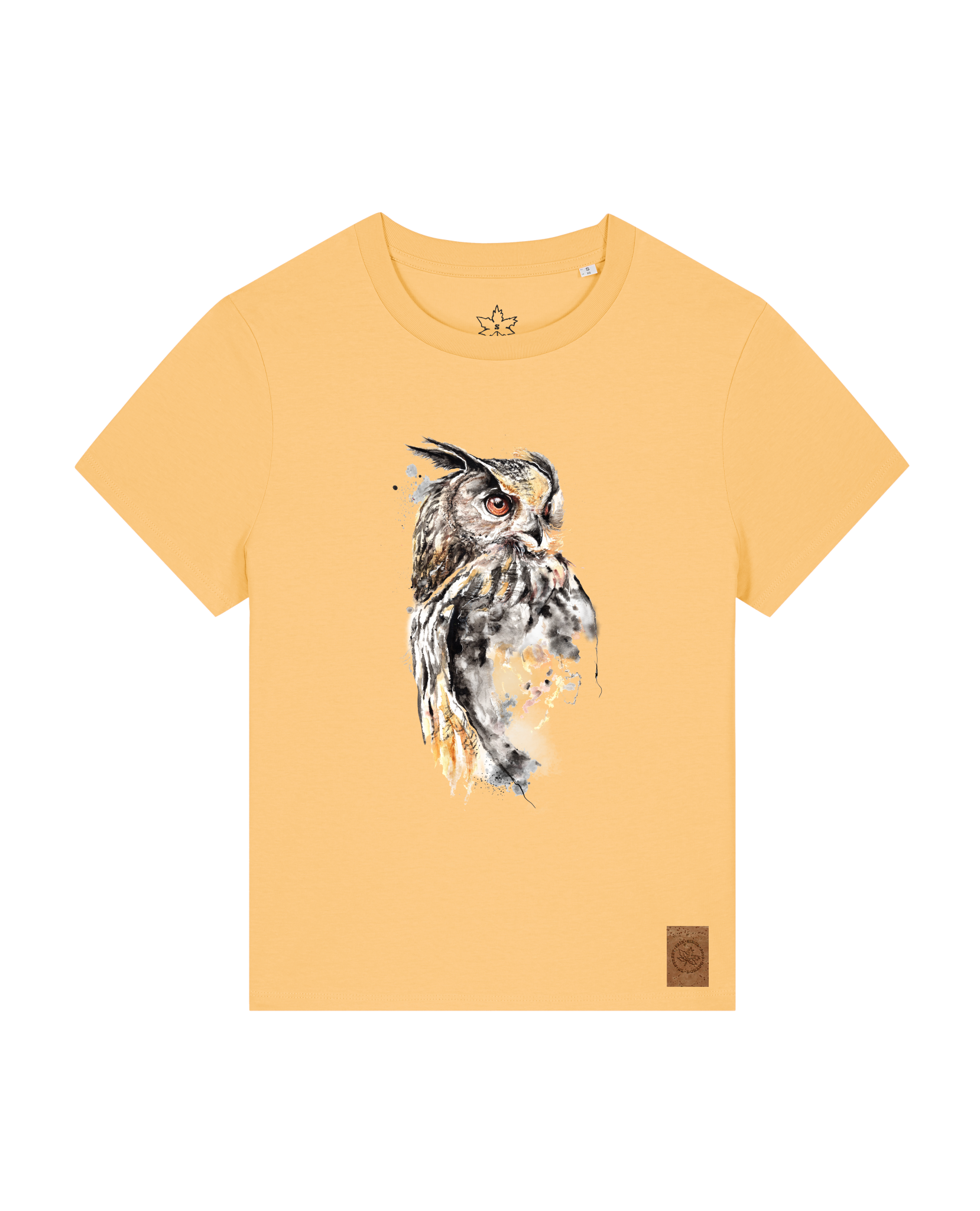 bio-female-medium fit-tshirt-eule-sttw172-senfkorn-front