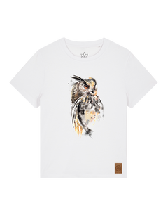 bio-female-medium fit-tshirt-eule-sttw172-weiß-front