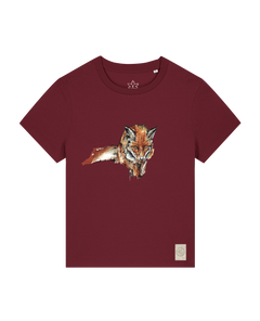 bio-female-medium fit-tshirt-fox views-sttw172-burgunder rot-front