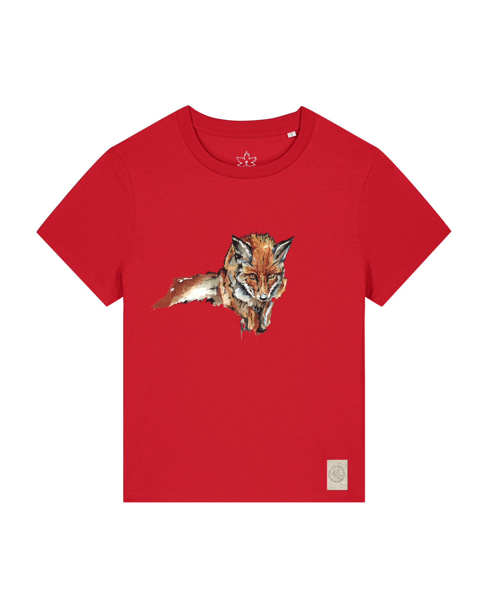 bio-female-medium fit-tshirt-fox views-sttw172-erdbeere-front