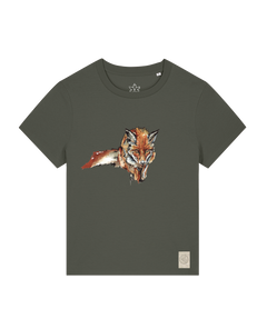 bio-female-medium fit-tshirt-fox views-sttw172-grunkohl-front