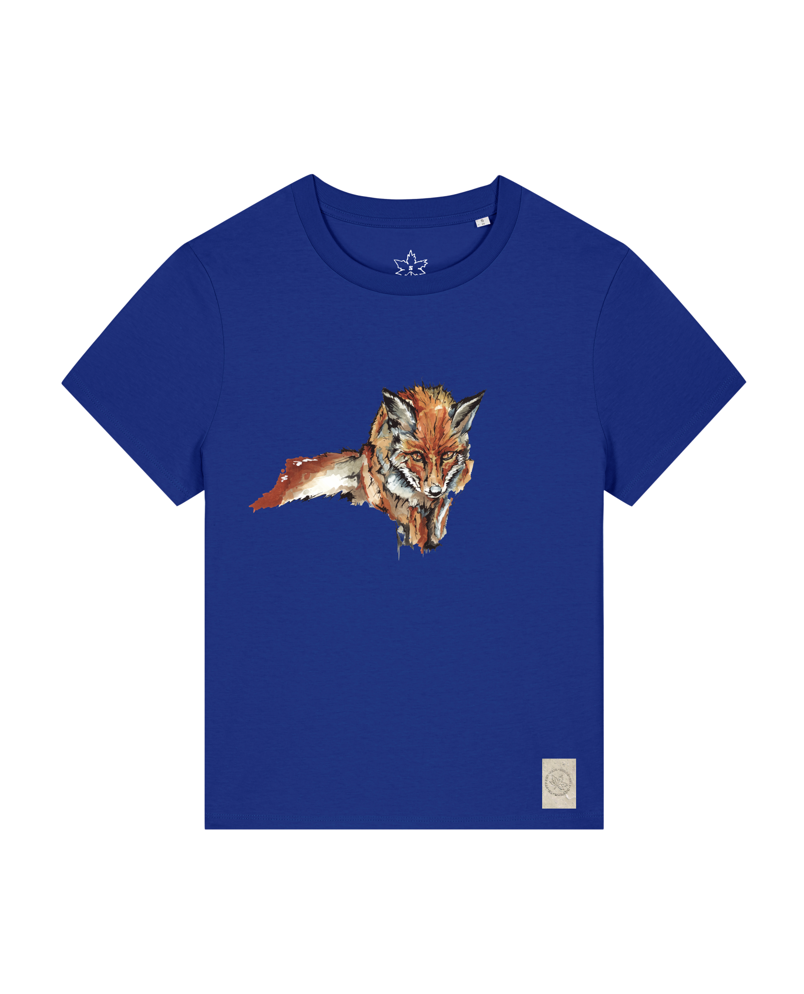 bio-female-medium fit-tshirt-fox views-sttw172-kornblume-front